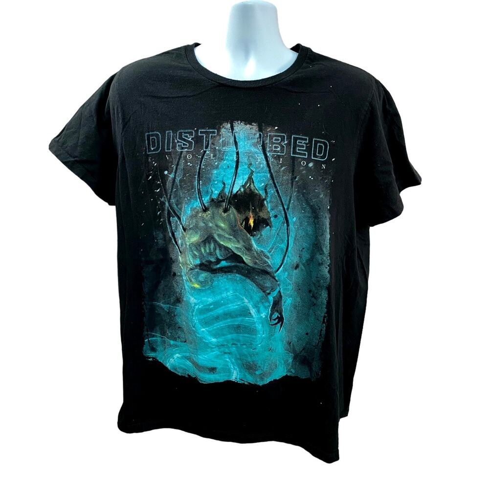 Disturbed Women's Black short Sleeve T shirt Rock Metal Band size XL